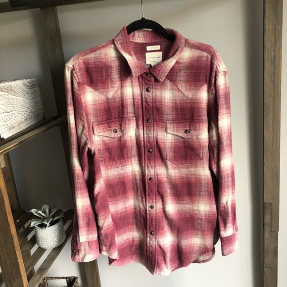 American Eagle Outfitters Tops - American Eagle Maroon Oversized Fit Flannel